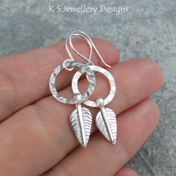 Leaf charm circle earrings 5