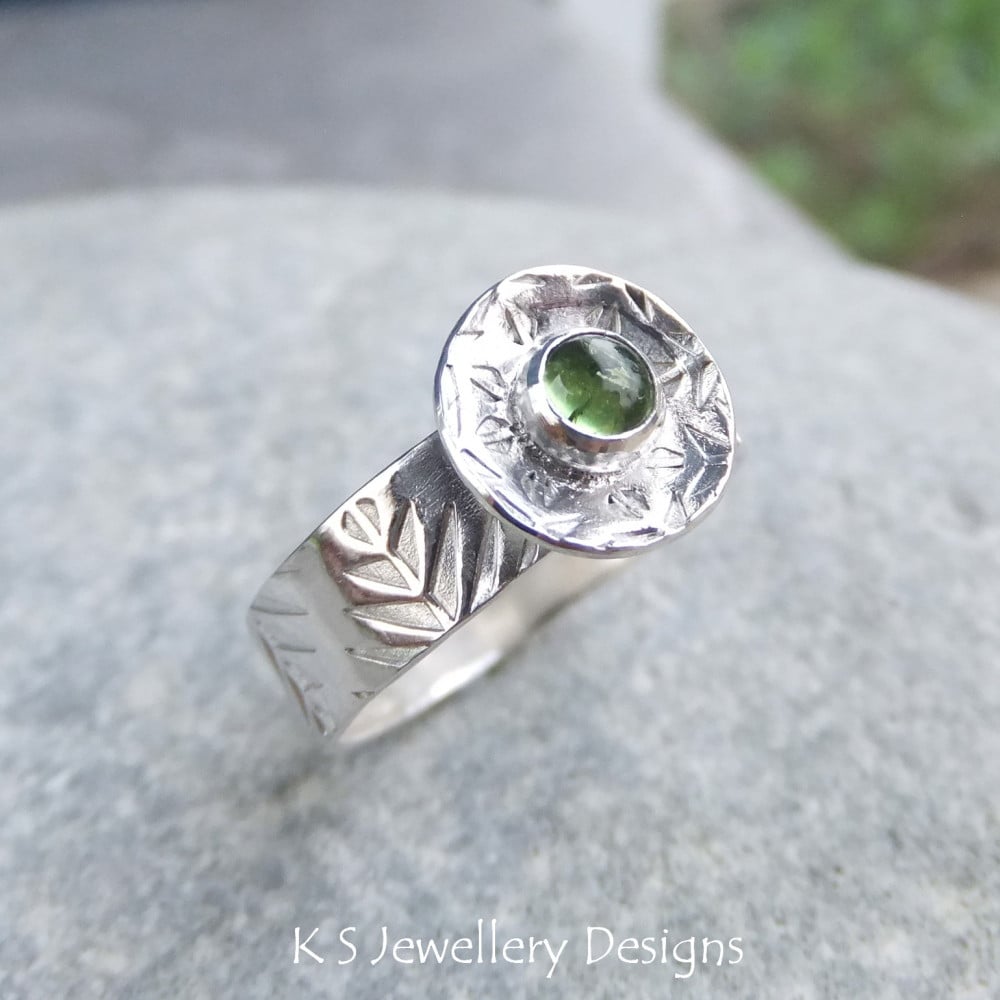 Green Tourmaline Sterling Silver Forest Ring