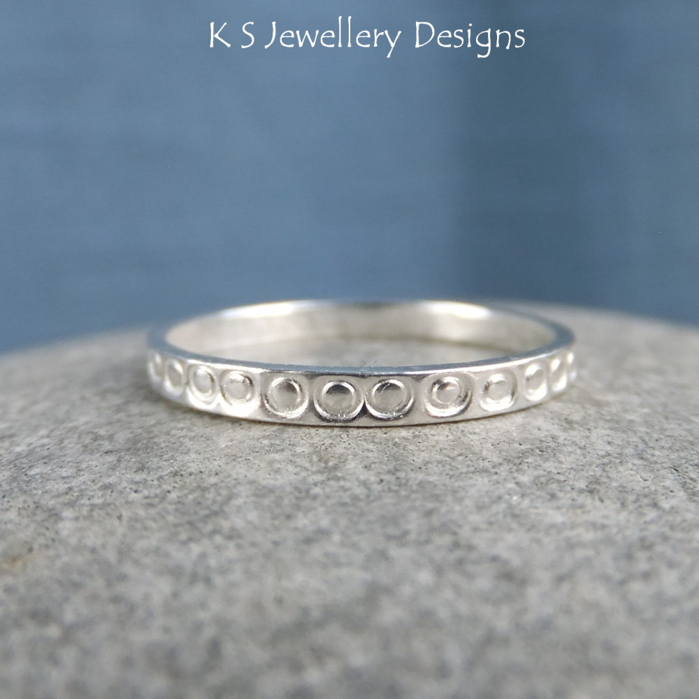 Fine Silver Textured Stacking 2mm Ring - LITTLE CIRCLES