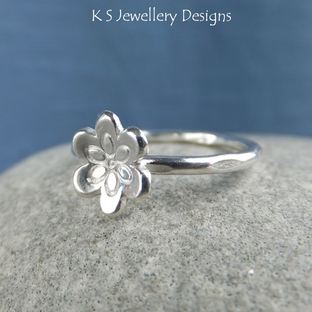 Six Petals Flower Sterling & Fine Silver Ring