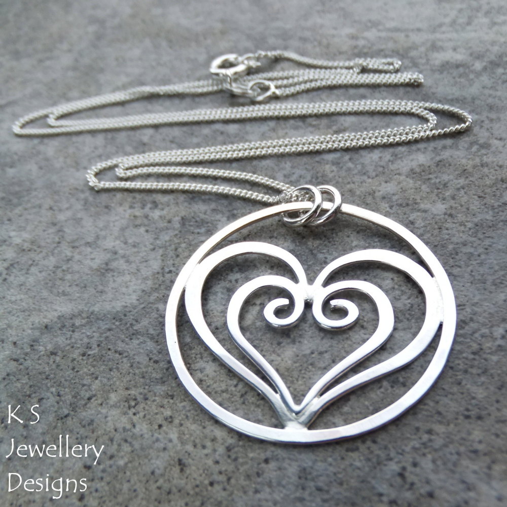 Heart In Heart Circle Sterling Silver Pendant
