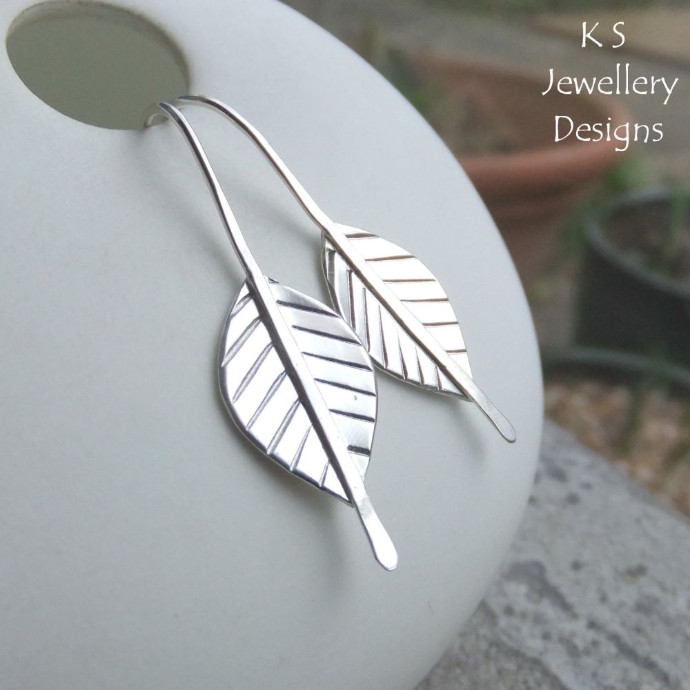 Sterling Silver Leaf Drop Earrings