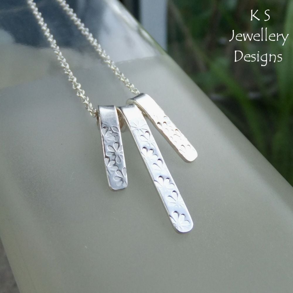 Daisy Textured Bars Sterling Silver Necklace