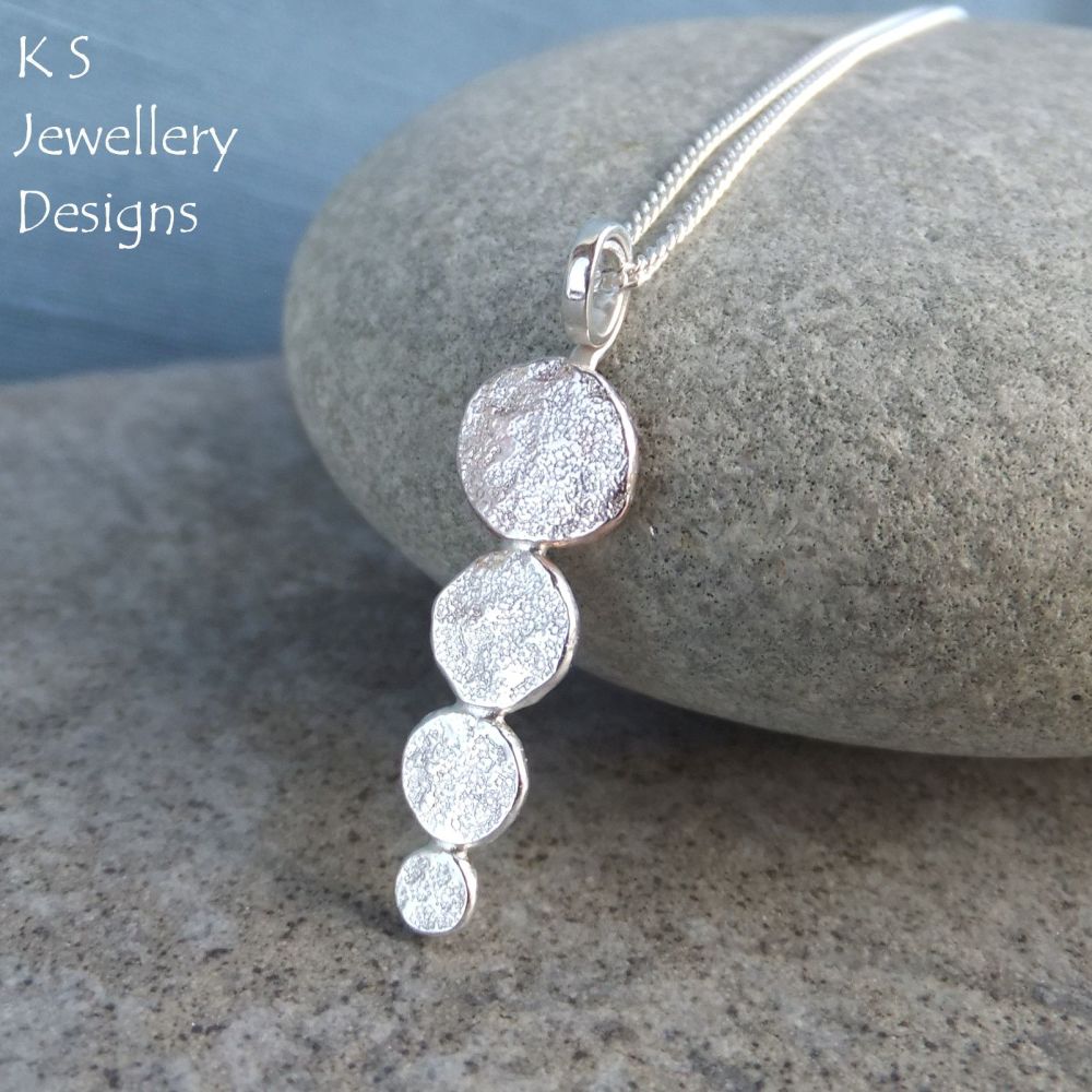 Stepping Stones - Sterling Silver Textured Pebbles Pendant