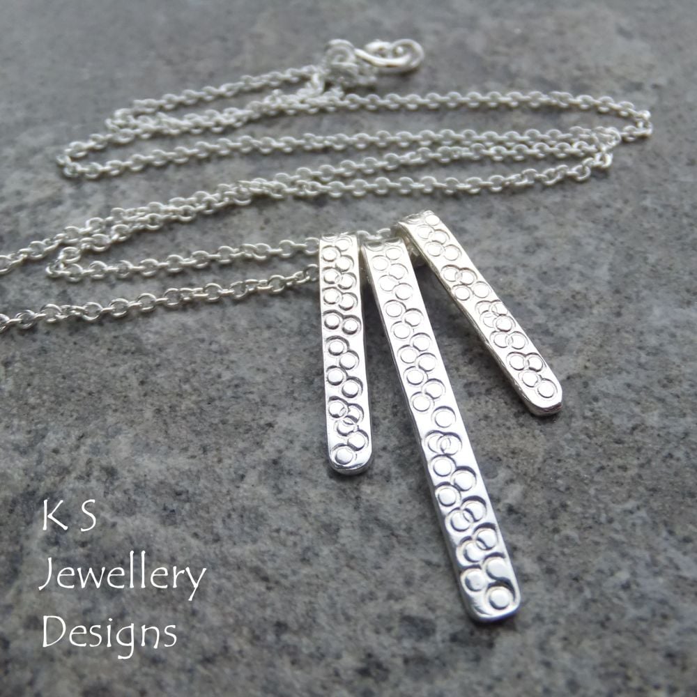 Bubbles Textured Bars Sterling Silver Necklace
