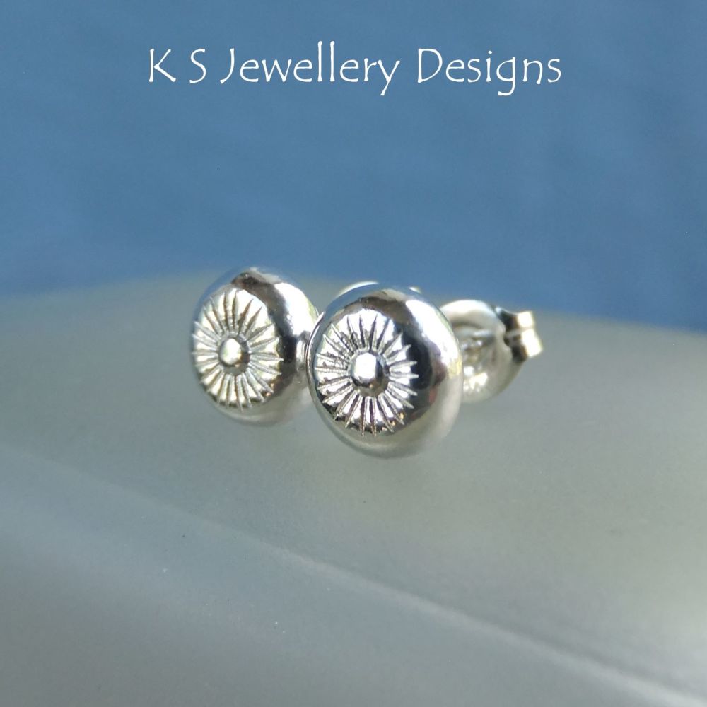 Flower Textured Pebbles Studs #2 - Sterling Silver Stud Earrings