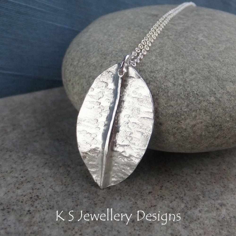 Textured Sterling Silver Leaf Pendant