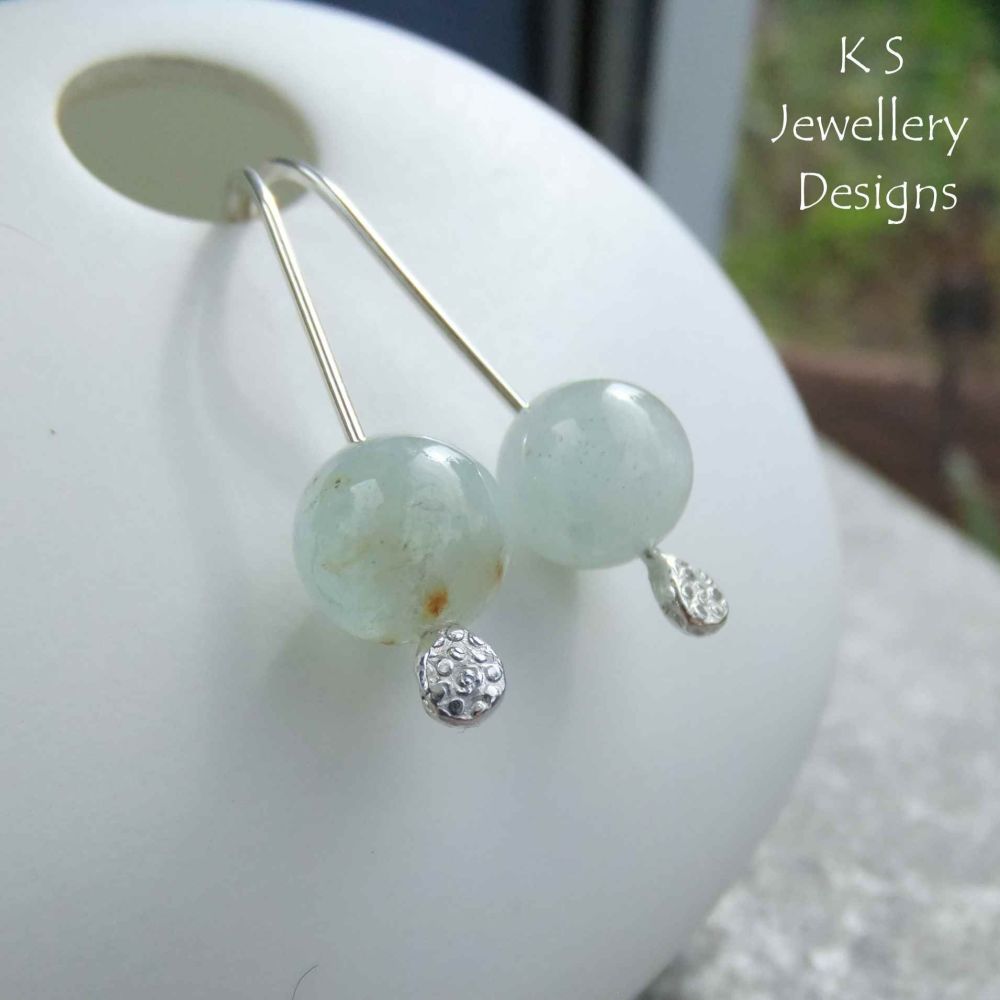 Natural Aquamarine Sterling Silver Drop Earrings