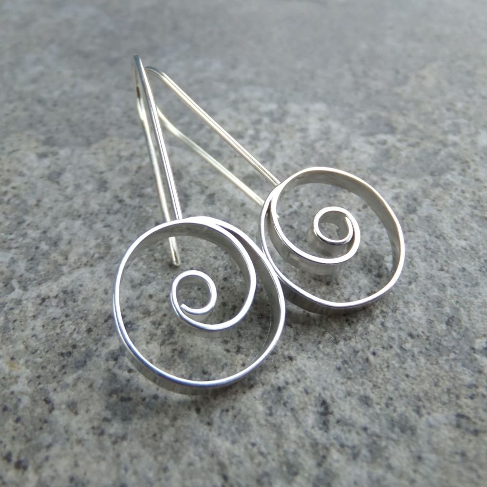 Spiral Circle Sterling Silver Earrings