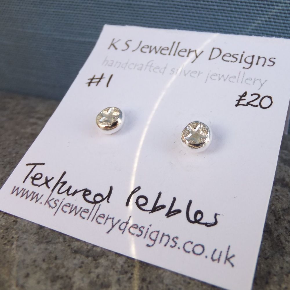 Star Textured Pebbles Stud Earrings #1 - Sterling Silver Studs