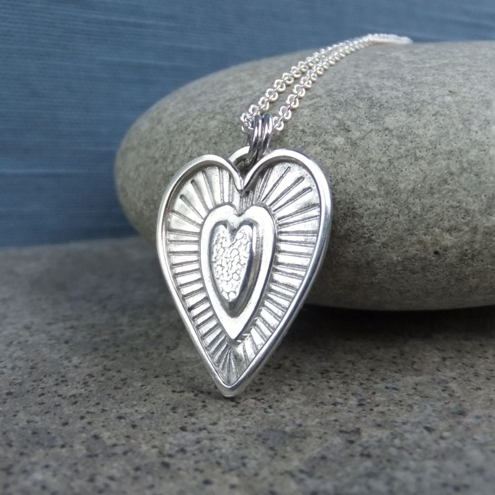 Layered Hearts (version 14) Sterling Silver Pendant