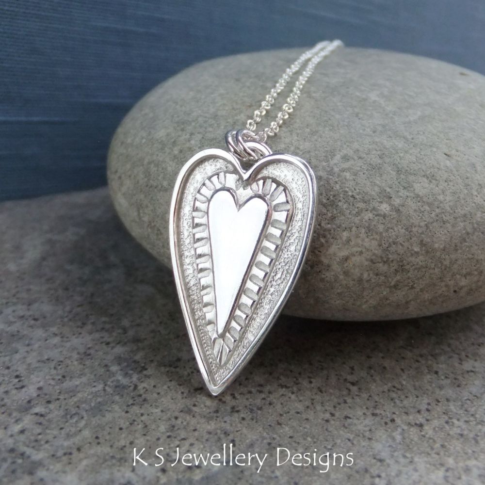 Layered Hearts (version 15) Sterling Silver Pendant
