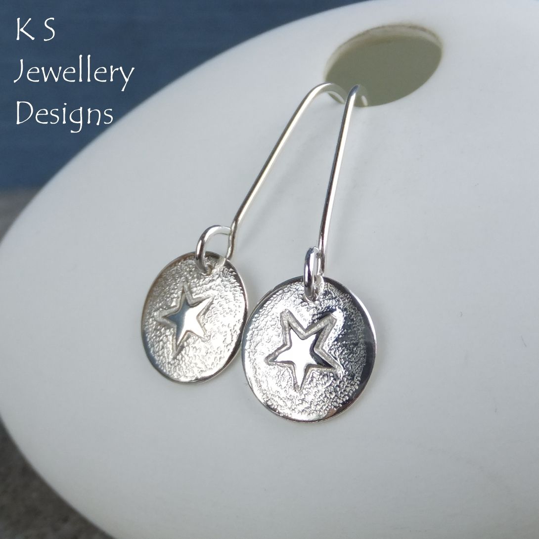 Stars V1 - Sterling Silver Shiny Disc Earrings
