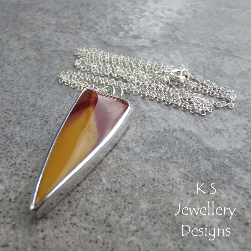 Mookaite Jasper Triangular Drop Sterling Silver Pendant