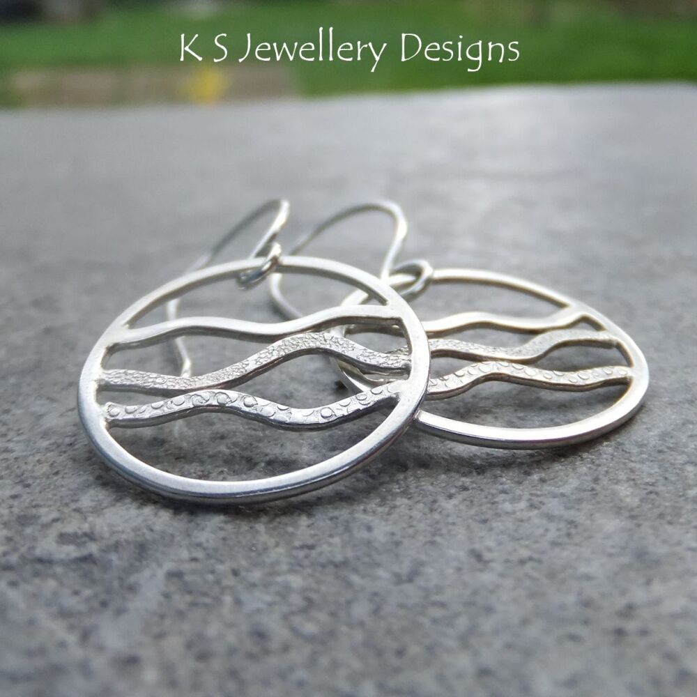 Rolling Waves Sterling Silver Earrings - CIRCLES V1