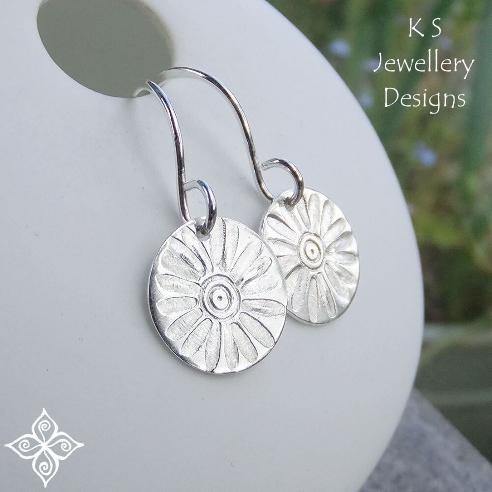 Daisy Disc Sterling Silver Earrings