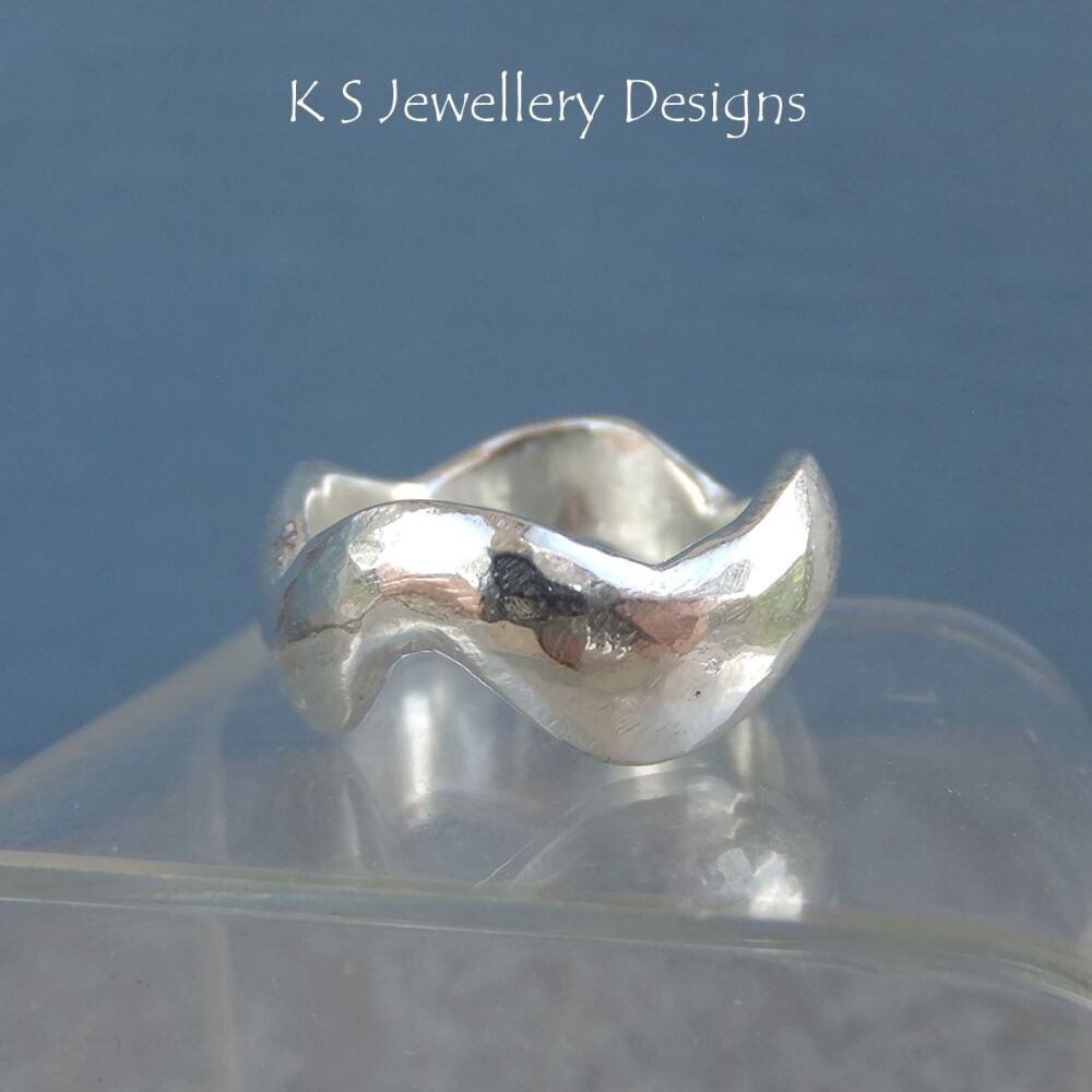 Waves Sterling Silver Ring - Rustic and Chunky (UK size M.5 / US size 6.5)