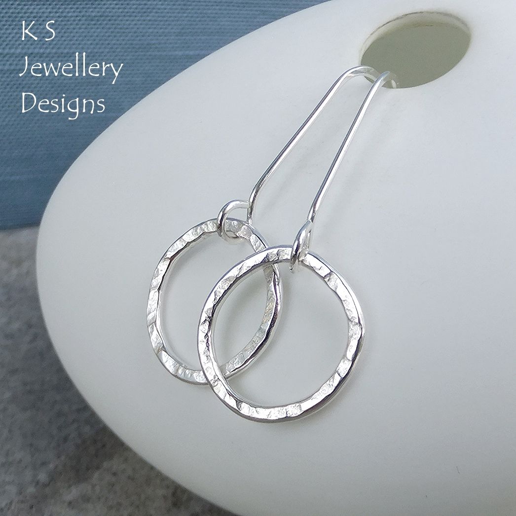 Bark Textured Wonky Circle Sterling Silver Earrings