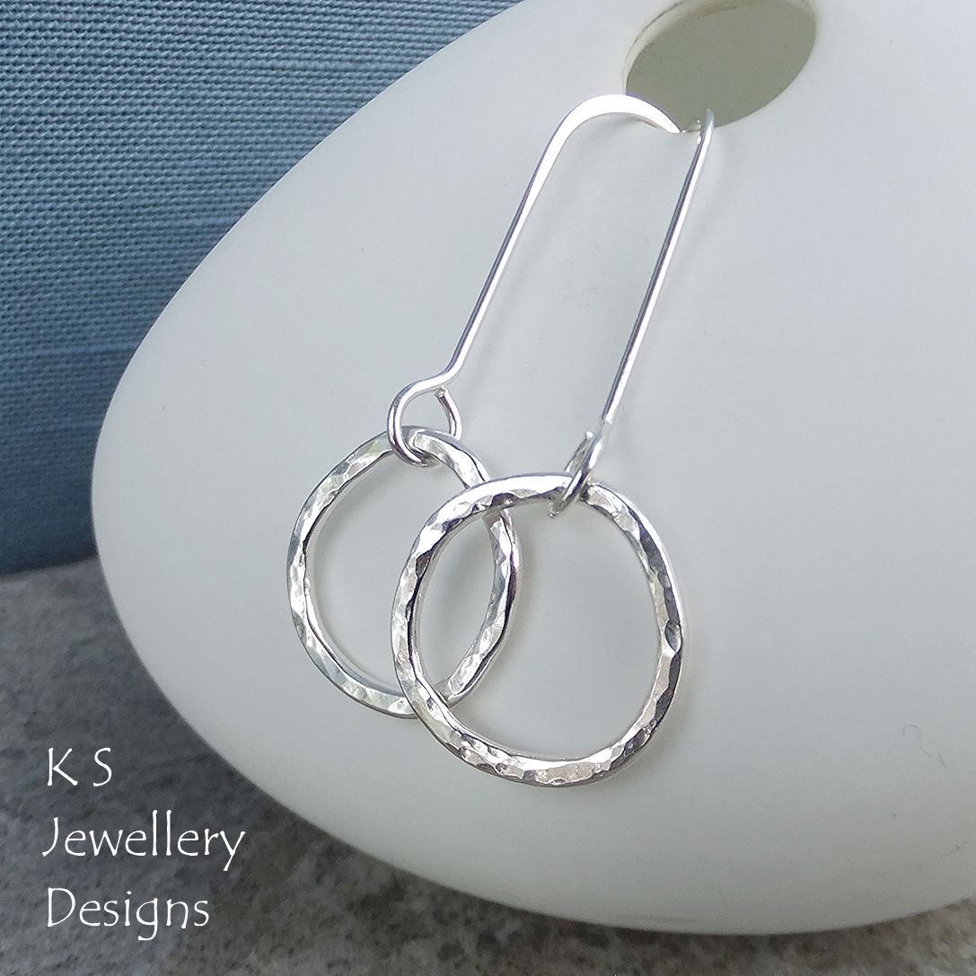 Dappled Textured Wonky Circle Sterling Silver Earrings
