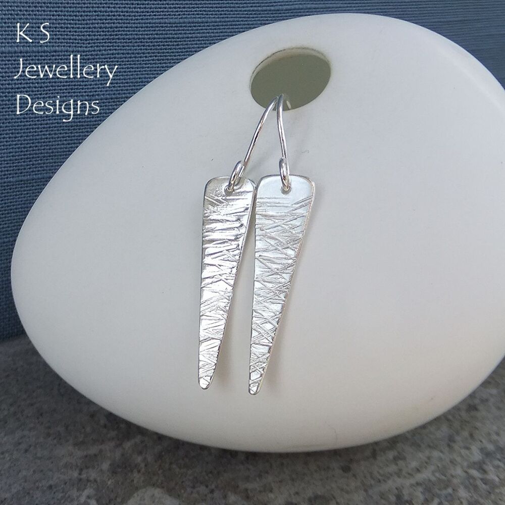 Textured Triangles Sterling Silver Earrings