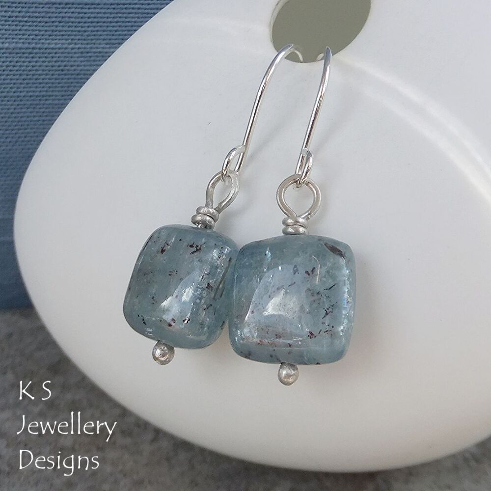 Kyanite Bead Sterling Silver Earrings