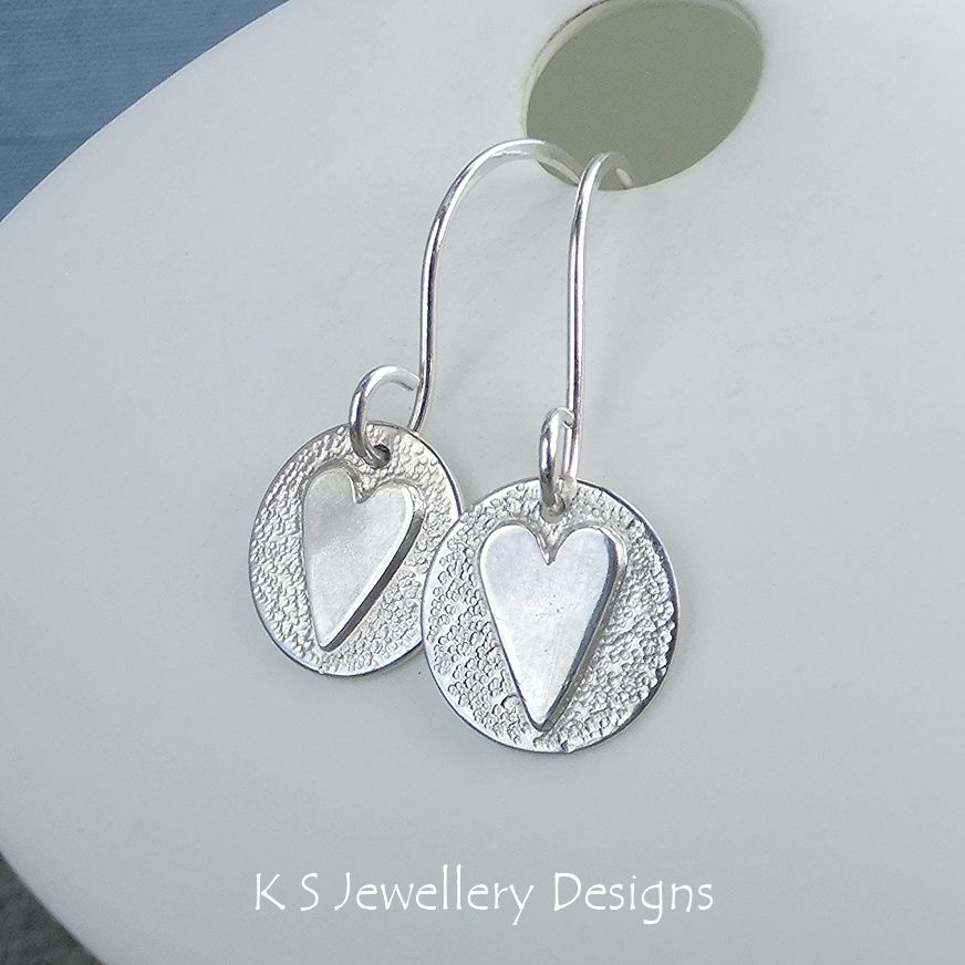 Heart Discs - Sterling Silver Earrings