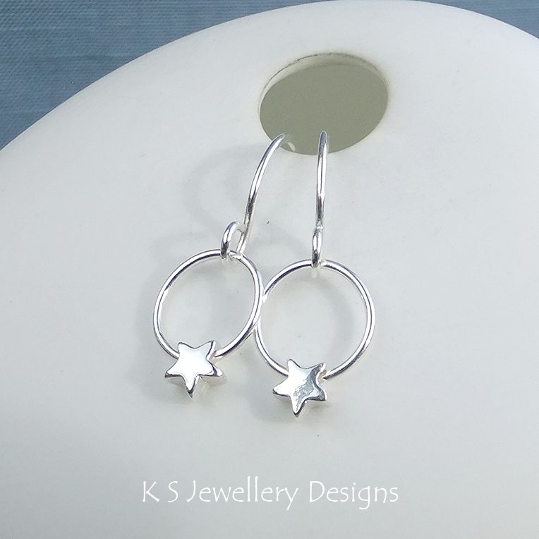 STARS - Circle Drop Sterling Silver Earrings