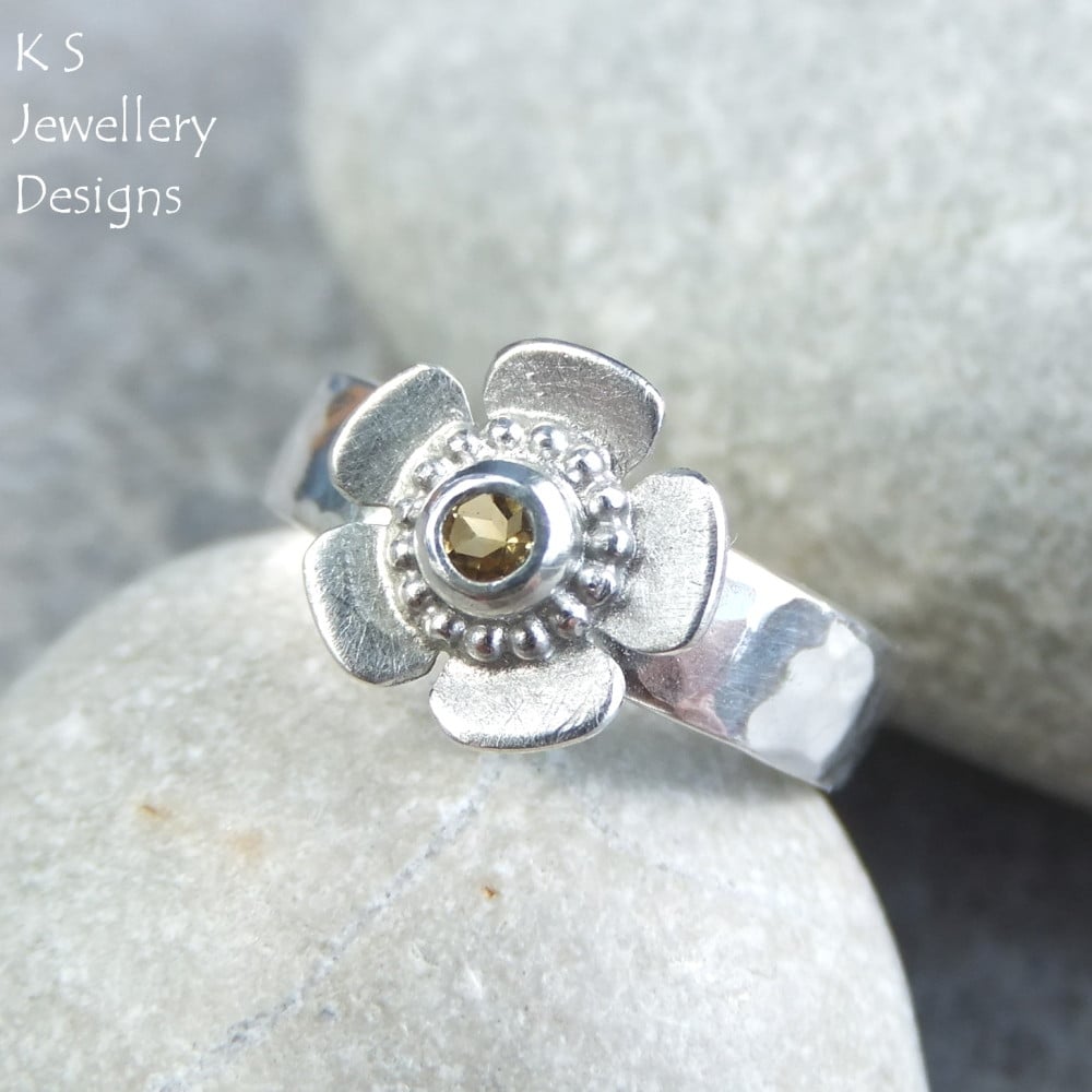*SALE was £60* Citrine Sterling Silver Buttercup Ring (UK size O / US size 7.25)