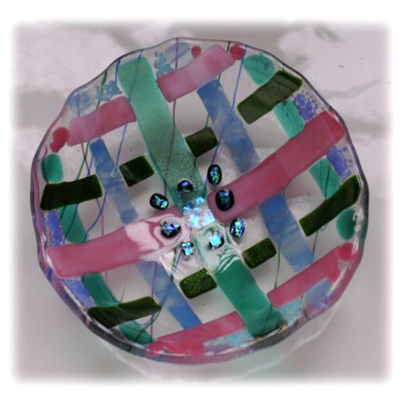 12cm Round Pink Turquoise Weave Bowl FUSED 003 #1403 @FOLKSY @150207 @16.00