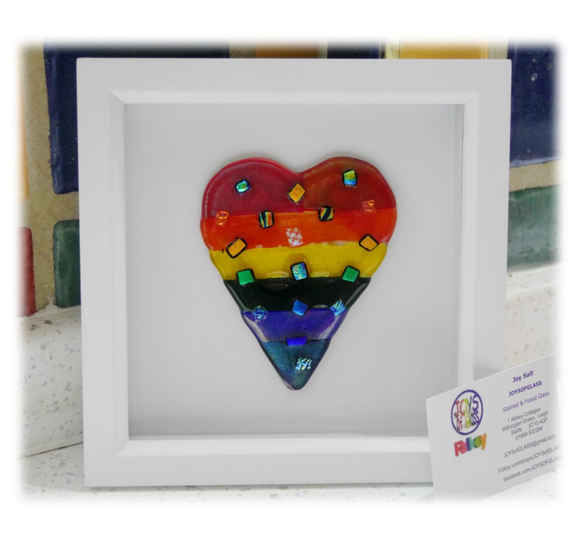 Rainbow dichroic Heart boxed 002 #1902 FREE 20.00