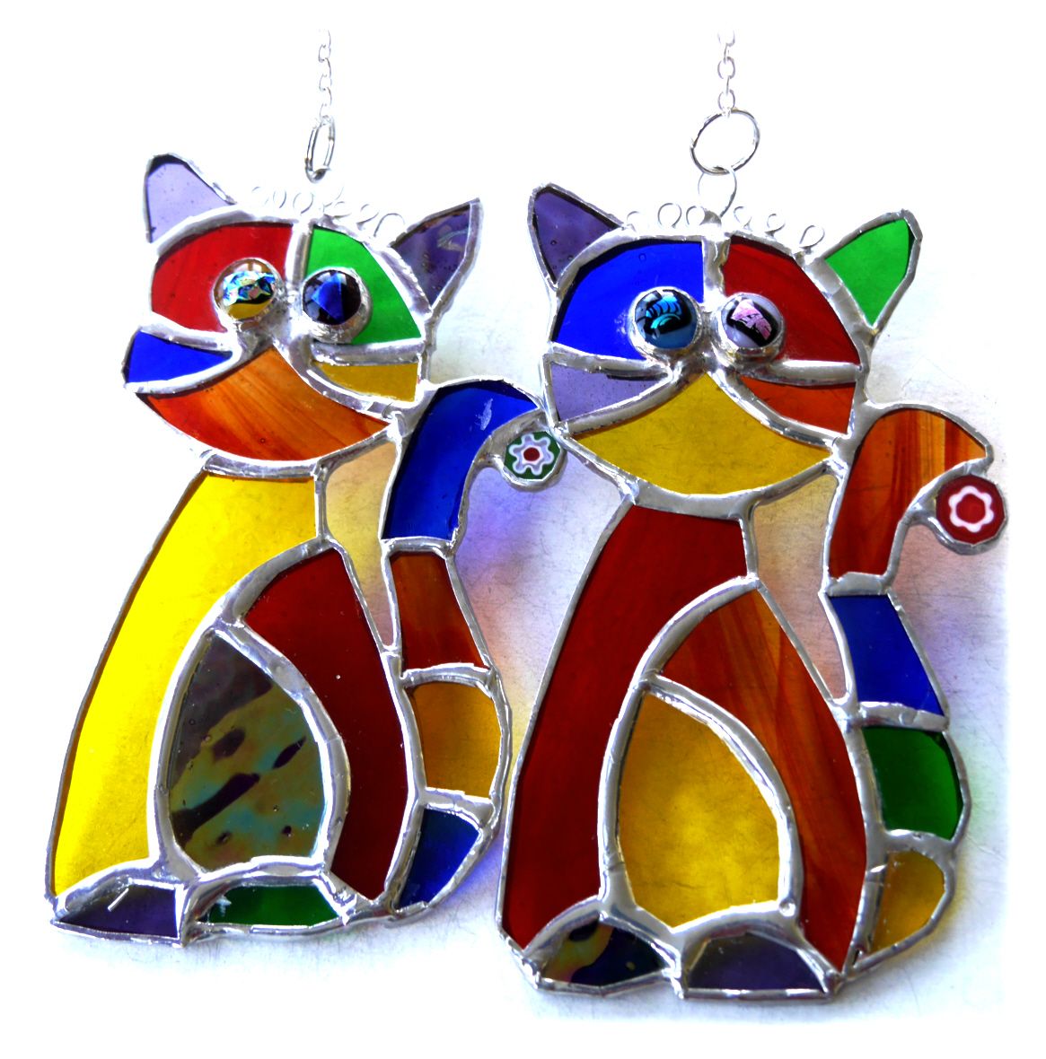 Rainbow Cat Quirky Stained Glass Suncatcher