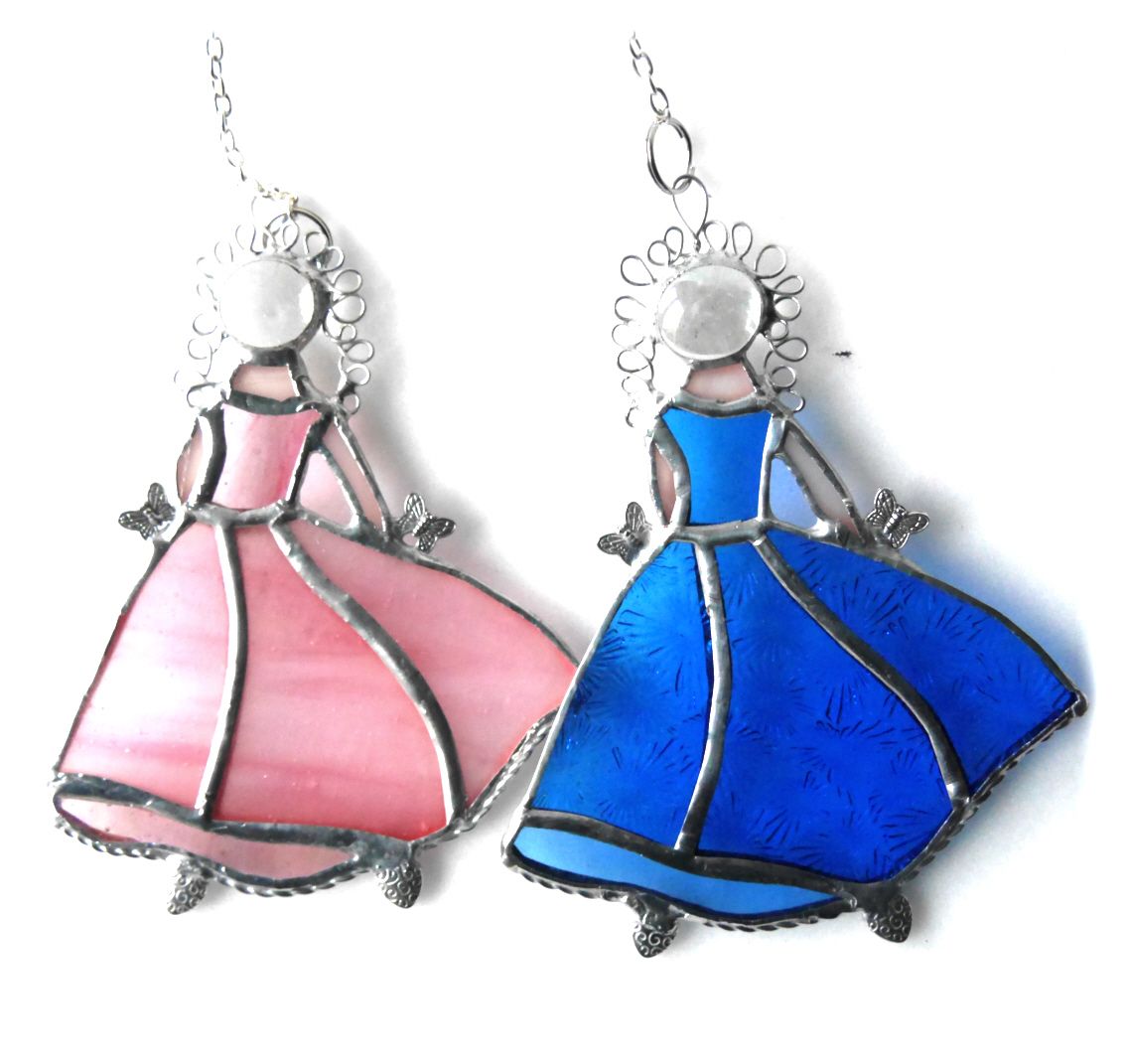 Dancer Princess Suncatcher Stained Glass Pink or Blue