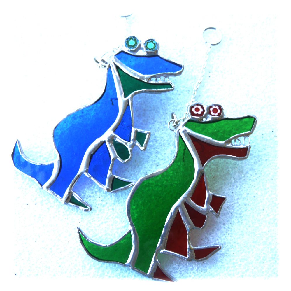Dinosaur T-Rex Stained Glass Suncatcher Handmade Colour Choice