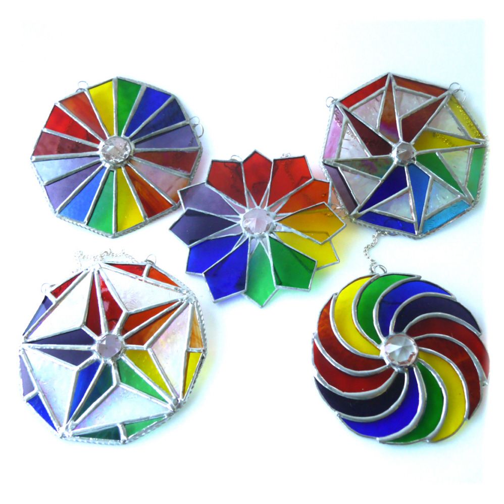Rainbow Crystal Windmill, Swirls or Octagon, Octagon Star Stained Glass Suncatcher