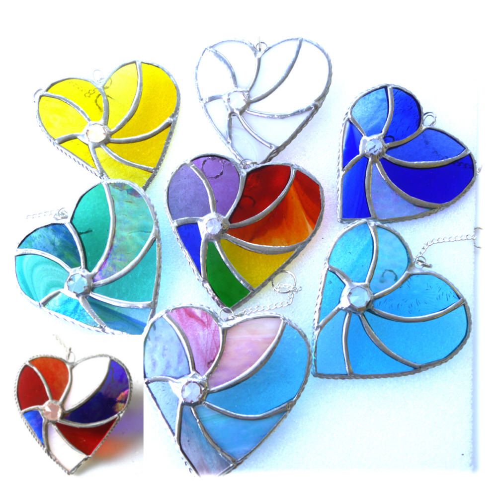 A Swirl Heart Stained Glass Suncatcher Colour Choice