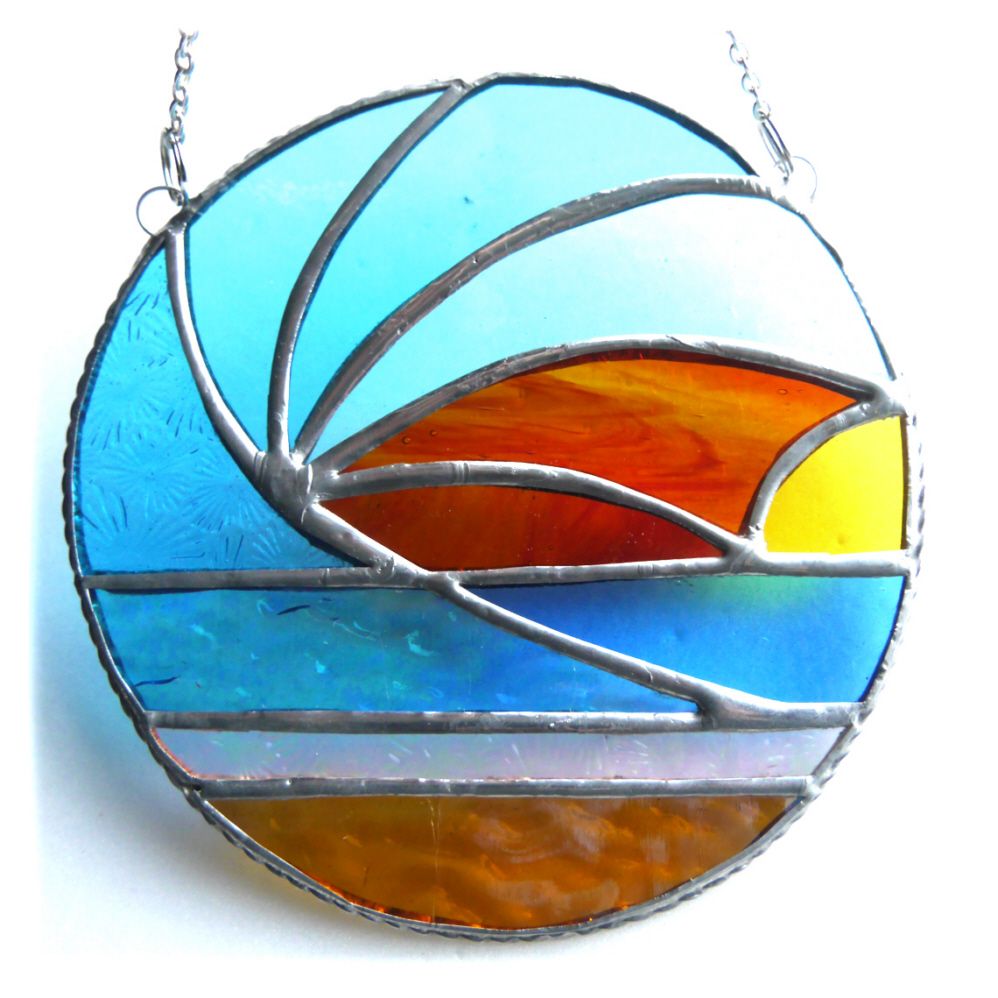 Sunset Waves Stained Glass Suncatcher