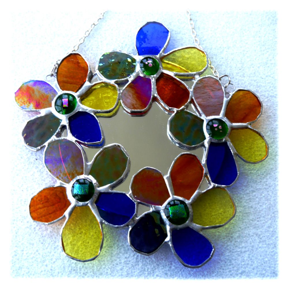 Flower Mirror Stained Glass Rainbow Wall Hanging