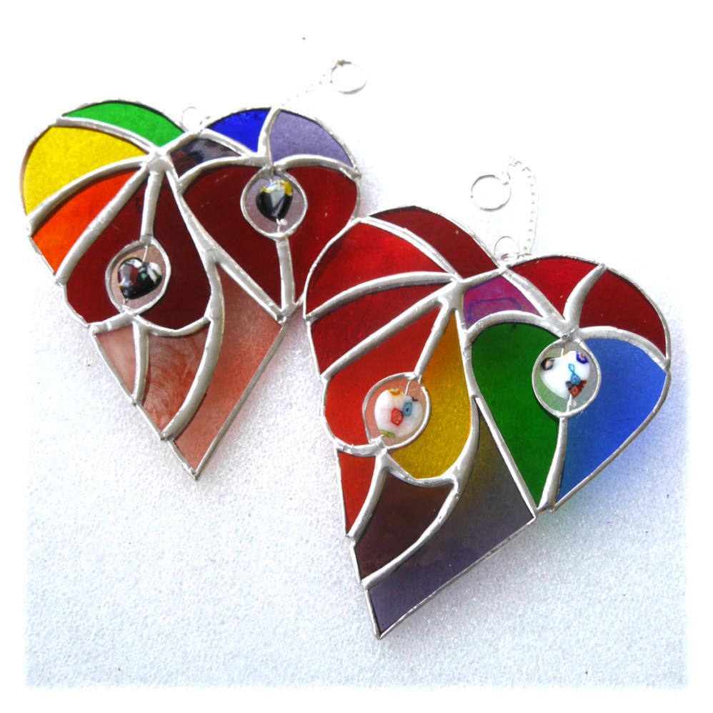Heart of Hearts Rainbow Stained Glass Suncatcher Choice of Colour