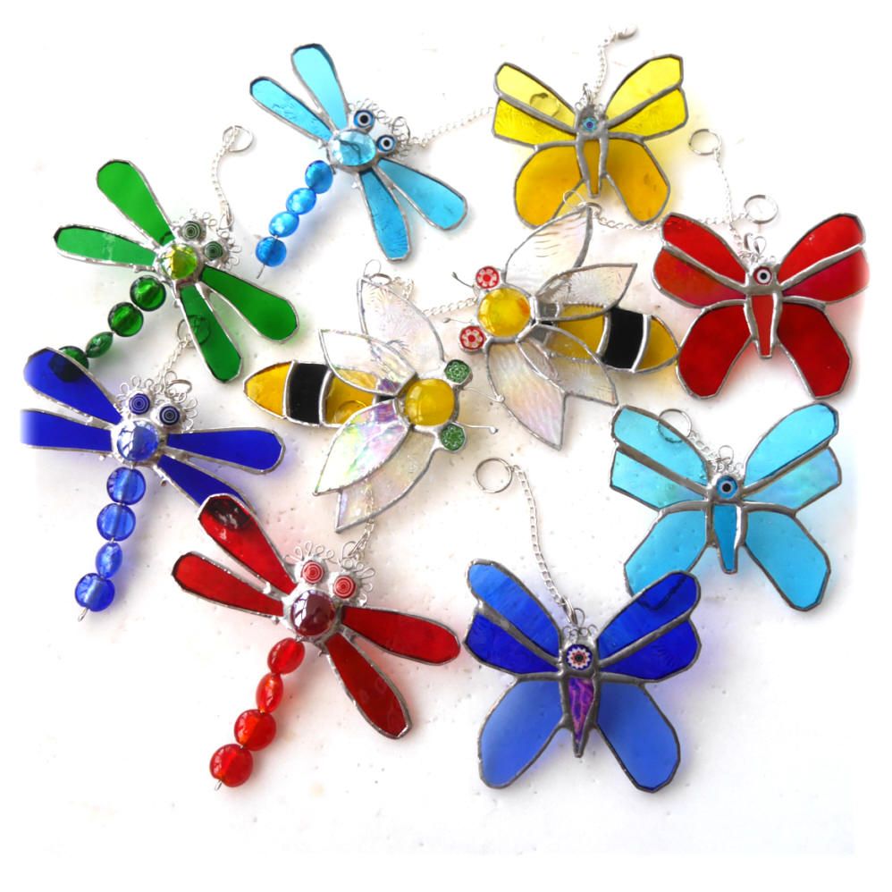 Bead-Tailed Dragonfly, Butterfly or Bee Suncatcher Stained Glass