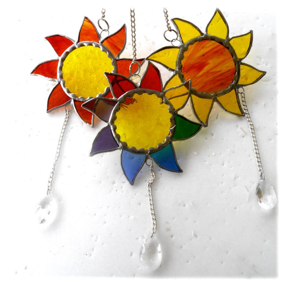 Sunshine Crystal Suncatcher Stained Glass Yellow, Amber or Rainbow