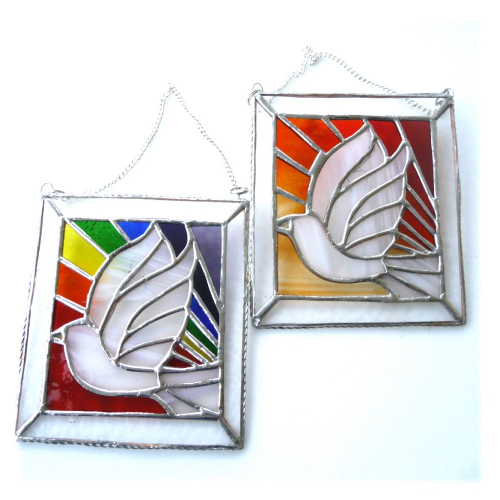Dove Stained Glass Suncatcher Picture Rainbow or Sunset