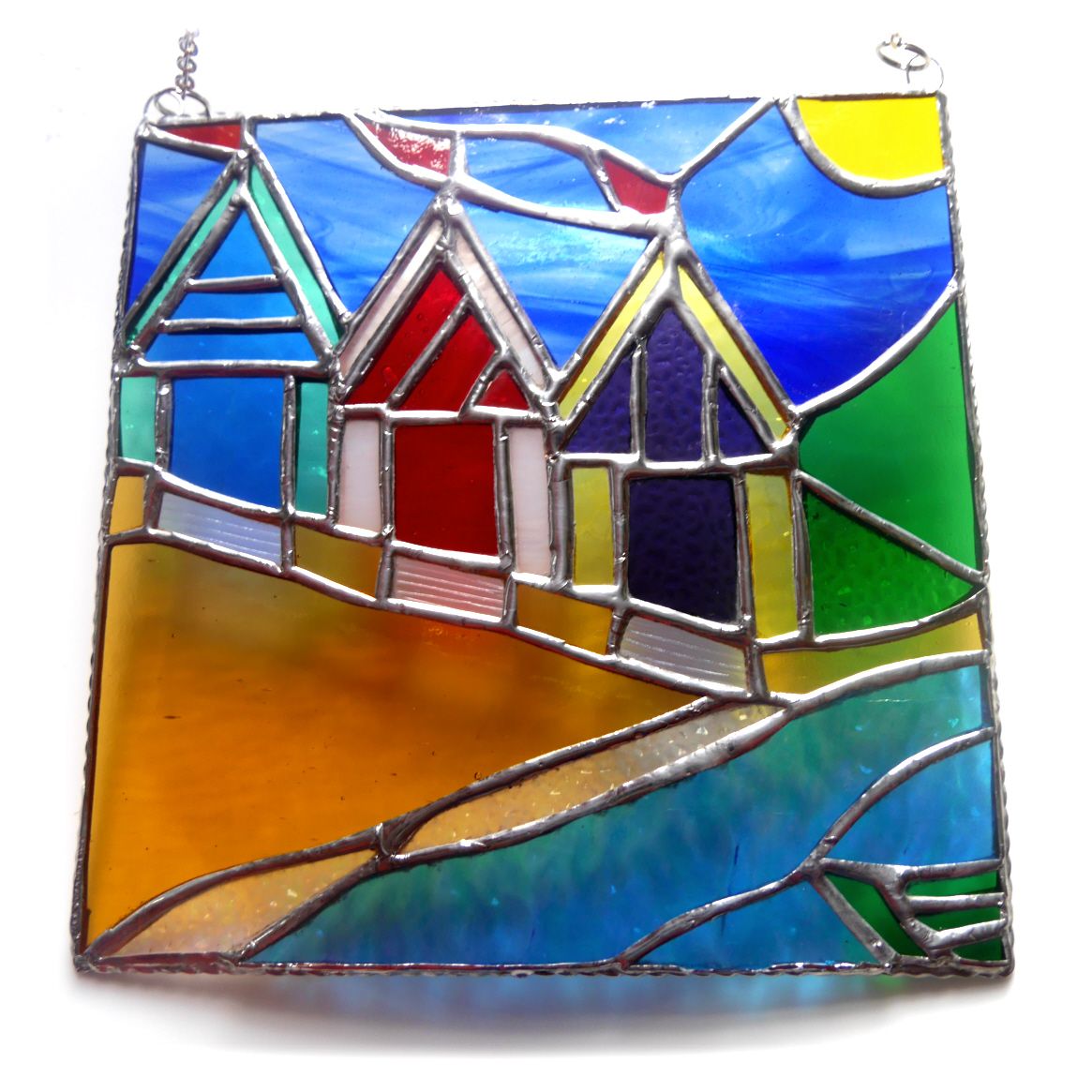 Beach Huts Stained Glass Suncatcher Beach Seaside Picture