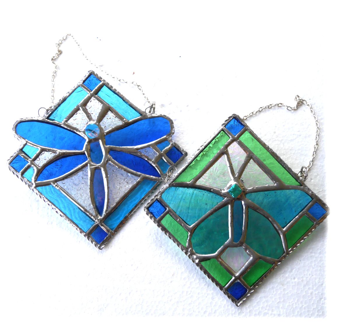Butterfly or Dragonfly Stained Glass Suncatcher Tile Colour Choice 