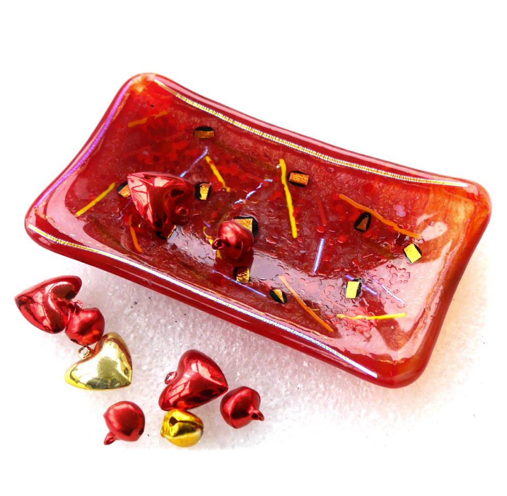  soap dish fused glass red dichroic       Share on Fused Glass Red Dichroic Soap Dish