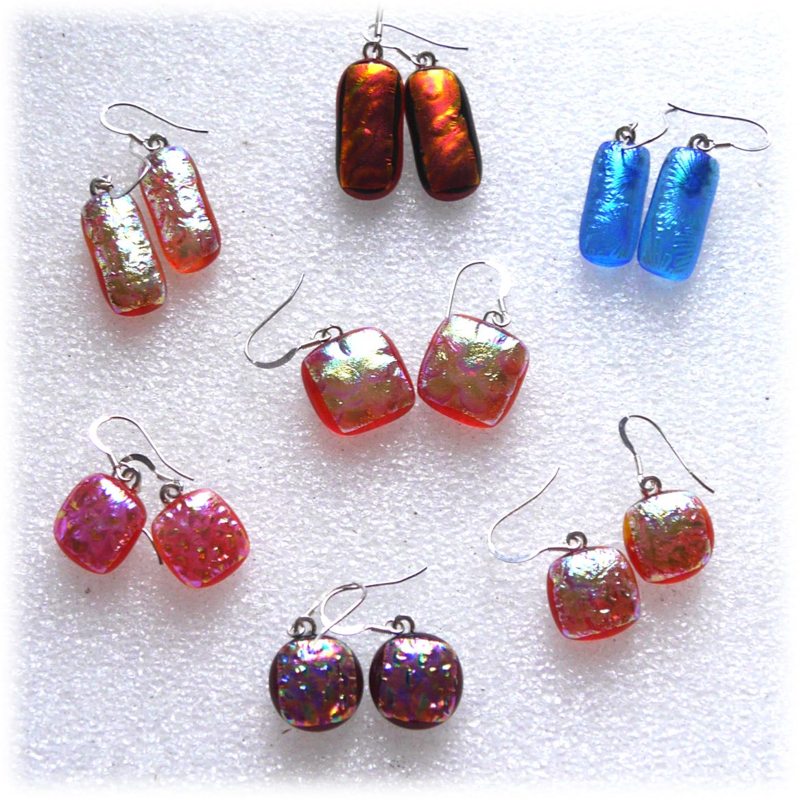Dichroic Fused Glass Earrings Set 2 Colour Choice