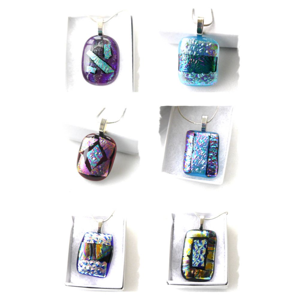 Dichroic Fused Glass Pendant Silver 170-232 Choice