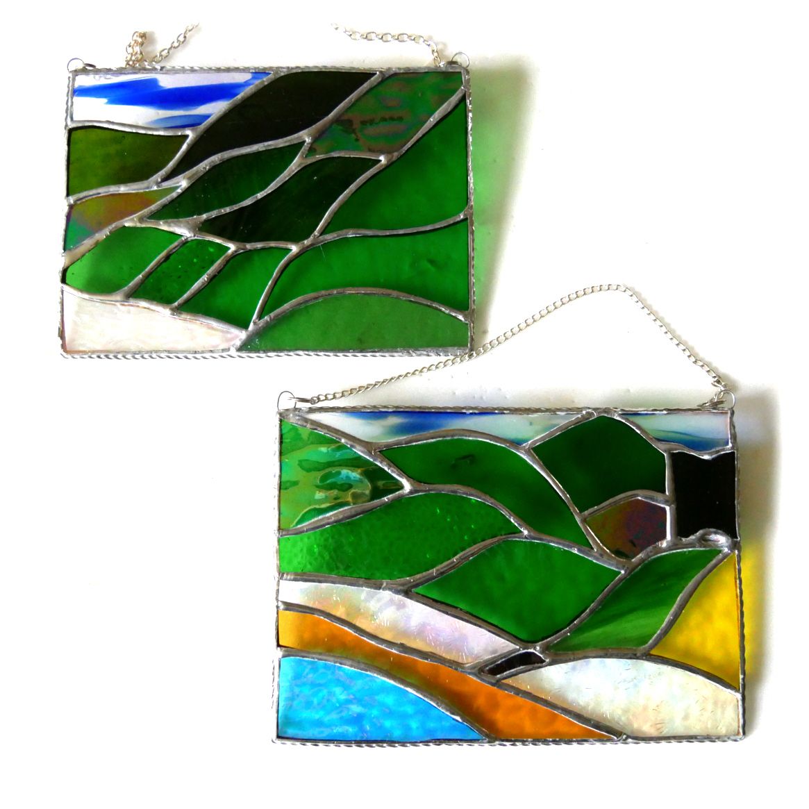 Scottish orWelsh Mountain Stained Glass Suncatcher Landscape Scotland Wales Picture