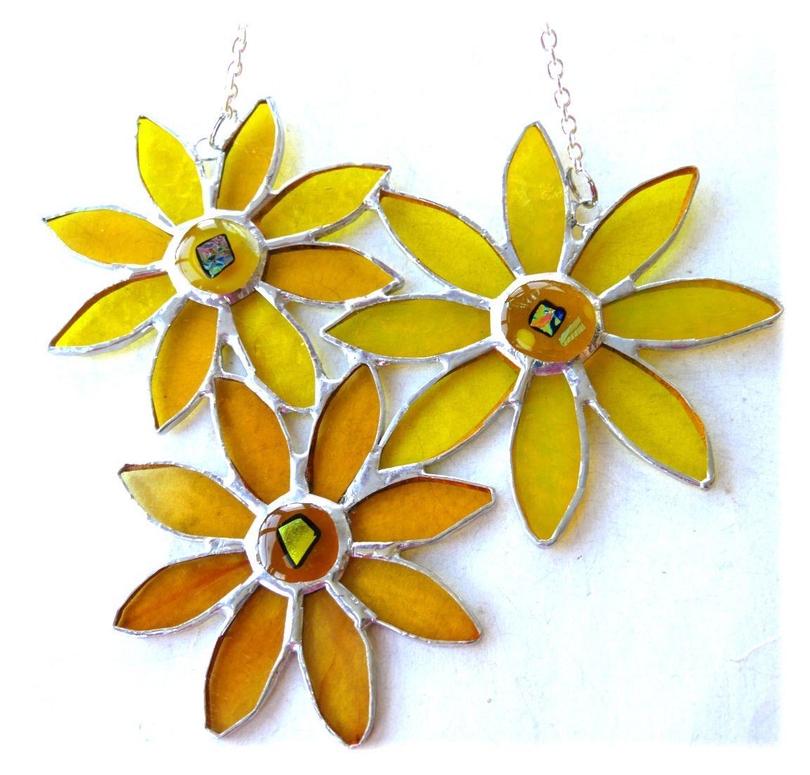 Sunflower Spray Stained Glass Suncatcher Flower Yellow Floral Handmade