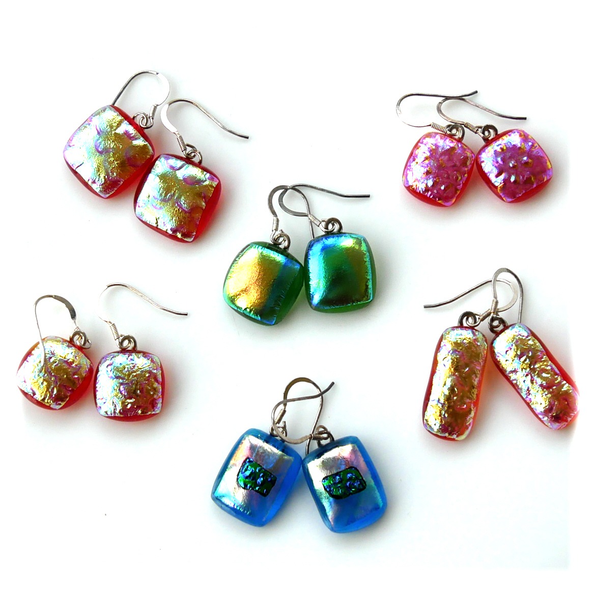 Dichroic Fused Glass Earrings Set 2 Colour Choice