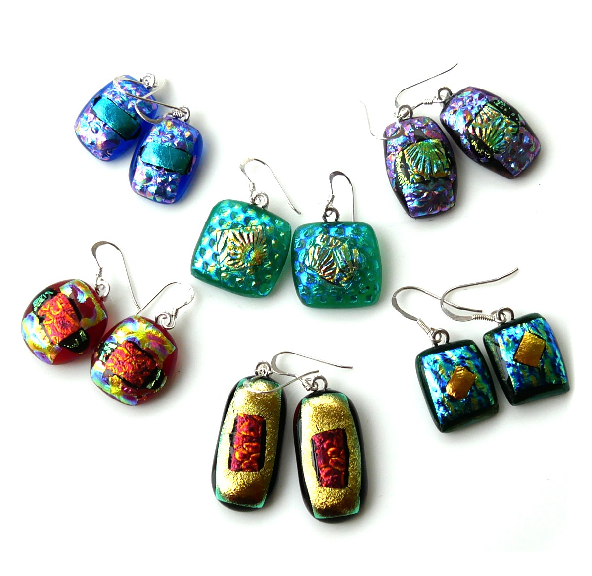 Dichroic Fused Glass Earrings Set 3 Colour Choice